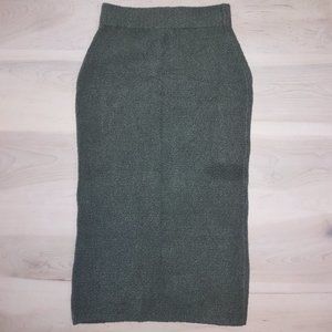 Express Grey-Green Chunky Knit Midi Skirt